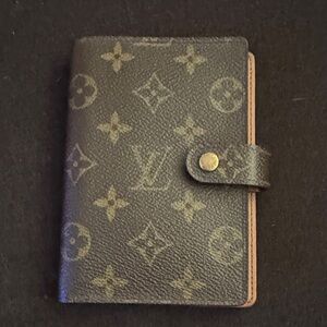 Louis Vuitton Black and Gold Monogram Agenda Card Holder